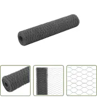 The Living Store Clôture en fil de fer acier avec revêtement PVC 25x0,75 m Gris