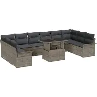Syfax Ensemble de canapé de jardin 11 pcs Gris Poly rotin