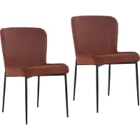 SVITA FREDDIE Chaise de salle à manger, lot de 2, revêtement velours côtelé, pieds métalliques, brun