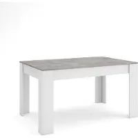 Skraut Home EXO Table à manger, 140x90x76 cm, Pour 6 personnes, Meubles de Salon, Ciment et Blanc