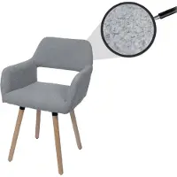 Mendler Chaise de salle à manger HWC-A50 II, chaise de cuisine chaise rembourrée, bois tissu/textile bouclé (450g/m²) MVG gris