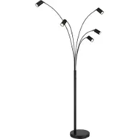 Globo Lampadaire, noir mat, spots mobiles, H 204 cm