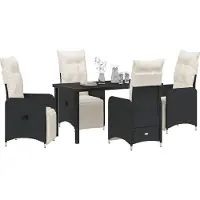 Syfax Ensemble de salle à manger pour jardin 5 pcs Noir polyrotin