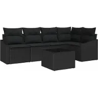 Syfax Ensemble de Canapés avec coussin 6 pcs Noir polyrotin
