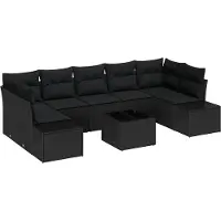 Syfax Ensemble de canapé de jardin 8 pc Noir polyrotin