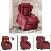 The Living Store Fauteuil de massage avec releveur vin rouge Tissu