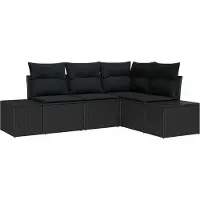 Syfax Ensemble de canapé de jardin avec stockage 4 pcs Noir polyrotin