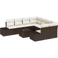 Syfax Ensemble de canapé de jardin 9 pc Marron polyrotin