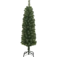 Syfax Sapin de Noël artificiel mince avec support vert 150 cm PVC