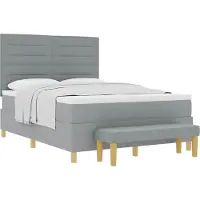 vidaXL Lit boxspring avec tête de lit, gris clair, 190 x 140 cm, tissu