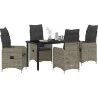 Syfax Ensemble de salle à manger pour jardin 5 pcs Gris polyrotin