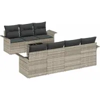 Syfax Ensemble de canapé de jardin 8 pcs Gris clair polyrotin