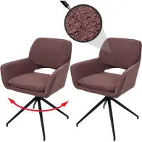 Mendler Fauteuil de salle à manger HWC-N74, chaise de cuisine, pivotante avec retour automatique, revêtue en tissu bouclé (540g/m²), couleur beige clair