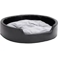 Syfax Lit pour chiens Noir et gris 79x70x19 cm Peluche et similicuir