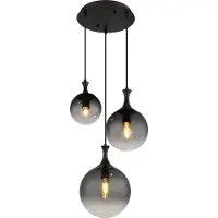 Globo Lighting Suspension en métal noir mat, 3 ampoules LED E27