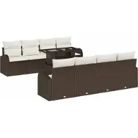 Syfax Ensemble de canapé de jardin 7 pcs Marron Poly rotin
