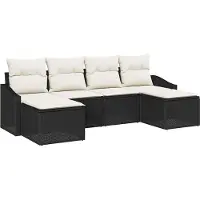 Syfax Ensemble de salle à manger pour jardin 6 pcs Noir et Crème