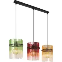 Globo Suspension noire Gorley Verre coloré 3 lumières