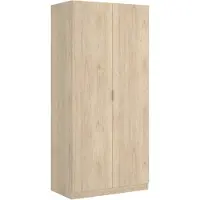 Dmora Artu - Armoire 2 Portes, 81x184h cm Chêne Marron, Porte-manteau