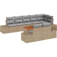 Syfax Ensemble de canapé de jardin 9 pcs beige et gris clair