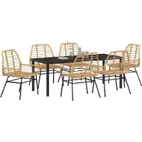 vidaXL Ensemble de jardin 7 pcs brun Poly-Rattan
