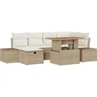Syfax Ensemble de canapé de jardin 7 pcs Beige polyrotin