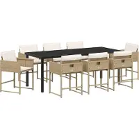 Syfax Ensemble de salle à manger pour jardin 9 pcs Beige polyrotin