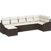 Syfax Ensemble de Canapés avec coussin 7 pcs Marron polyrotin