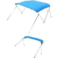 Vevor Biminitop Bâche pour bateau (3 arcs), cadre en aluminium, biminitop étanche avec sac de rangement, 216-229 cm (B) Bleu