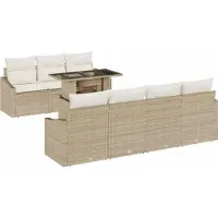 Syfax Ensemble de canapé de jardin avec coussin 8 pcs Beige polyrotin