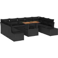 Syfax Ensemble de canapé de jardin 10 pc Noir et Marron