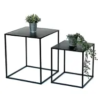 DanDiBo Table basse noire métal Set de 2 tables d'appoint Salon 96252 Table d'appoint 52 cm et 42 cm Table de salon Table de cuisine Moderne