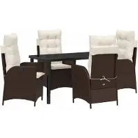 Syfax Ensemble de salle à manger pour jardin 5 pcs Marron polyrotin