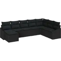 Syfax Ensemble de canapé de jardin avec coussin 8 pcs Noir polyrotin