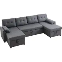 Vevor Canapé-lit en U, canapé-lit convertible avec 2 poches latérales & 2 coussins & double chaise longue, canapé-lit gigogne pour 6 personnes
