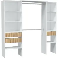 Dmora Ary - Grande Armoire, 196x187h cm Blanc, 3 Tiroirs