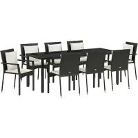 Syfax Ensemble de salle à manger pour jardin 9 pcs Noir polyrotin