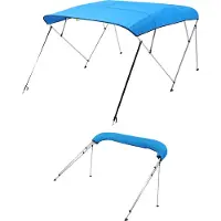 Vevor Biminitop couverture de bateau auvent (4 arcs) en polyester 600D, cadre aluminium, toit solaire étanche 170-183 cm (B) Bleu