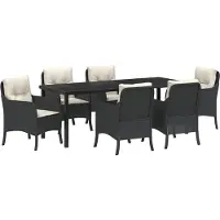 Syfax Ensemble de salle à manger pour jardin 7 pcs Noir polyrotin