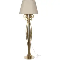 ARTI & MESTIERI Lampadaire Circeo 60X180 Cm En Fer Doré, Abat-Jour Sable, Design Vintage, Interrupteur Au Pied, Italy
