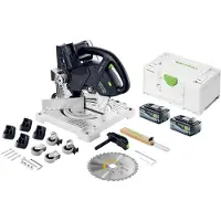 Festool SYMC 70 EB-Basic SYMMETRIC Scie à plinthes sans fil 36 V ( 2 x 18 V ) 216 mm + 2x batterie 8,0 Ah + Systainer - sans chargeur