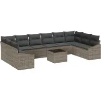 Syfax Ensemble de Canapés avec coussin 11 pcs Gris polyrotin