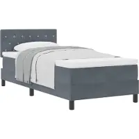 Syfax Lit à ressorts avec matelas Gris foncé 90 x 190 cm Velours