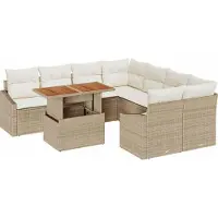 Syfax Ensemble de canapé de jardin 9 pcs Beige Poly rotin