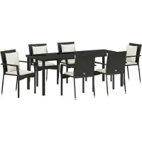 Syfax Ensemble de salle à manger pour jardin 7 pcs Noir polyrotin