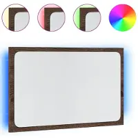 Syfax Miroir de salle de bain à LED chêne marron bois d'ingénierie