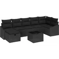 Syfax Ensemble de Canapés avec coussin avec stockage 8 pcs polyrotin