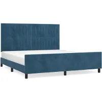 Syfax Cadre de lit sans matelas bleu foncé velours