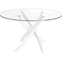 ANGEL CERDA SL Angel Cerdá table à manger ronde en verre trempé en acier blanc 1138-Ø130
