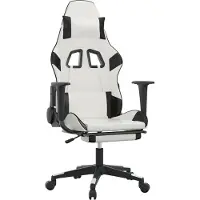 vidaXL Chaise de jeu avec massage & repose-pieds Blanc & Noir Similicuir